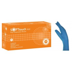 Soft Touch Γάντια Βινυλίου – Μπλε χωρίς πούδρα – x100 τεμ.